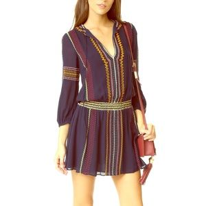 Alice + Olivia Navy Embroidered Mini Dress